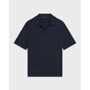 Theory Navy Blue Brenan Polo Shirt in Pacific Linen Cotton Blend Size XL Knit